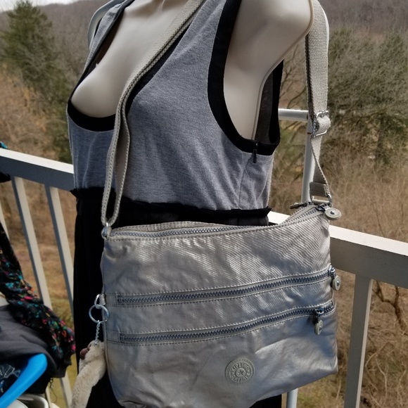 Kipling Iridescent Tan Crossbody Bag with Monkey - Picture 2 of 8